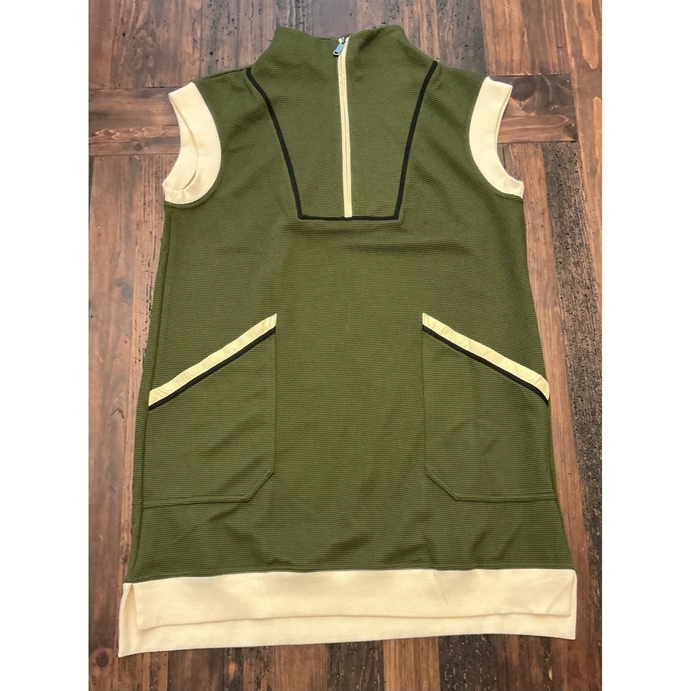 Textured Mini Dress Cap Sleeves Mod VNeck Women Large Pockets Athletic Daily NWT - Picture 2 of 5